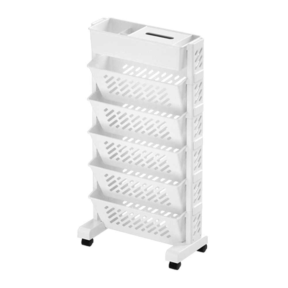Portable Rolling Bookshelf Plastic Storage Organizer with Wheels