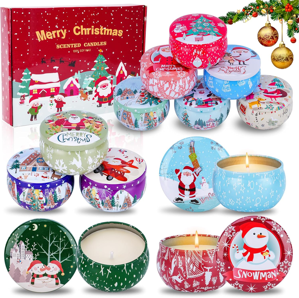 12PCS Christmas Scented Candles Gift for Women- Aromatherapy Candle for Home Sce