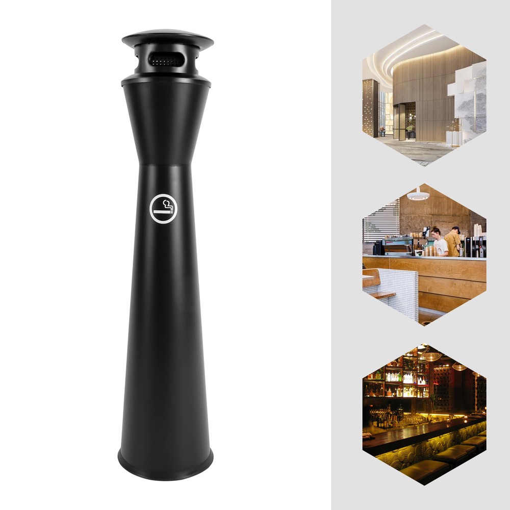 Stainless Steel Garbage Can Floor-standing Cigarette End Ashtray W/ Inner Barrel