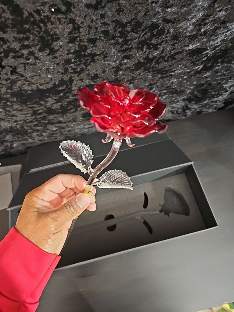 Waterford Crystal Fleurology 14 Inch Red Rose Vase 40001551