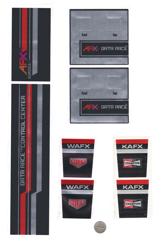 8pc 1979-80 Aurora AFX Slot Car Data Race Sound Tower Heuer Mylar Stickers 1423  