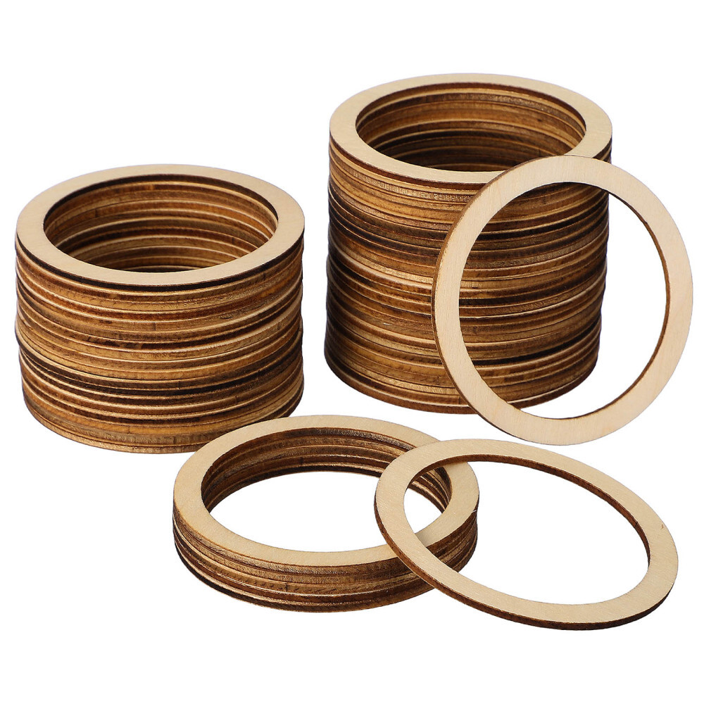 50 Pcs Wood Chip Jewelry Accessories Macrame Supplies Cardboard Rings Bulk