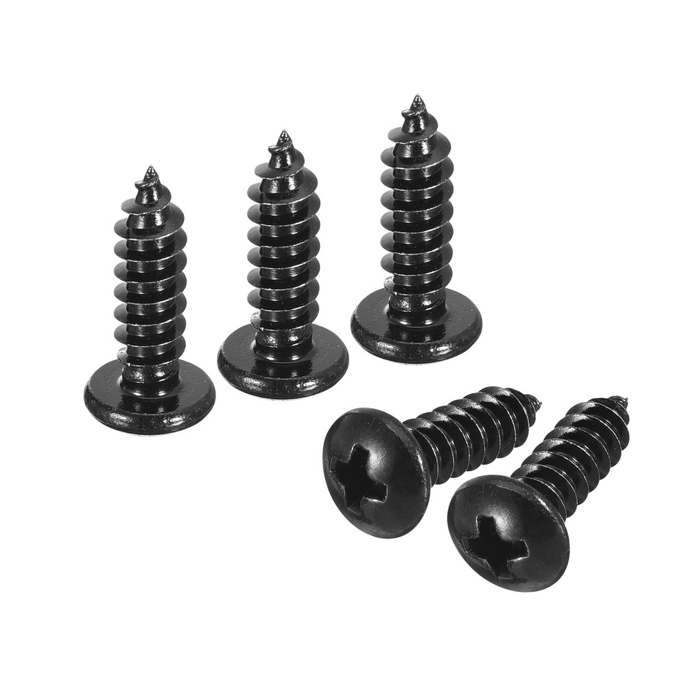 5mm x 16mm Phillips Pan Head Self-tapping Screw, 50pcs Round Head (Black)