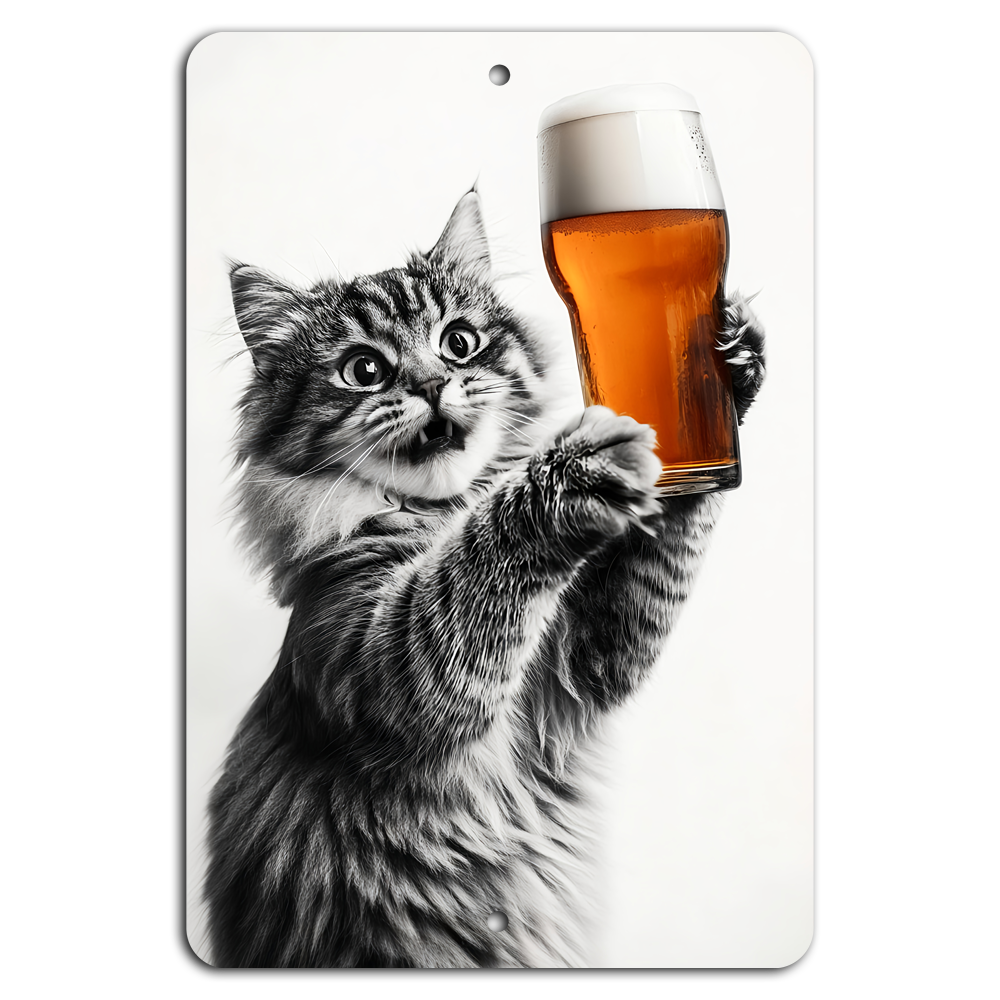Feline Froth: Cat Cheers with a Pint!