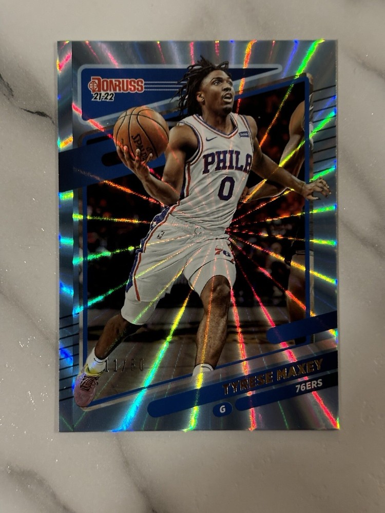 2021-22 Panini Donruss Tyrese Maxey Light Blue Lazer Holo /60, 76ers 🏀🏀