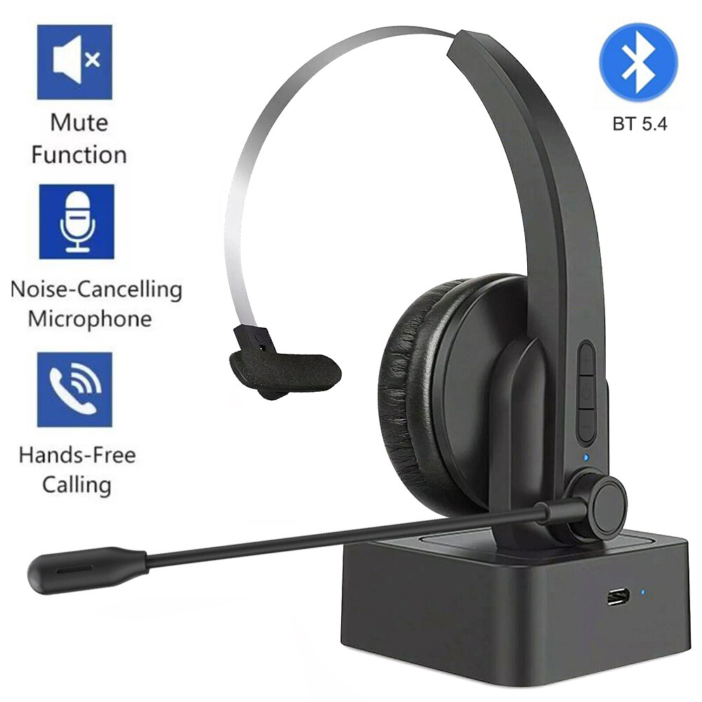 Wireless Bluetooth Trucker Headset with Noise Canceling for Call Center Drivers  