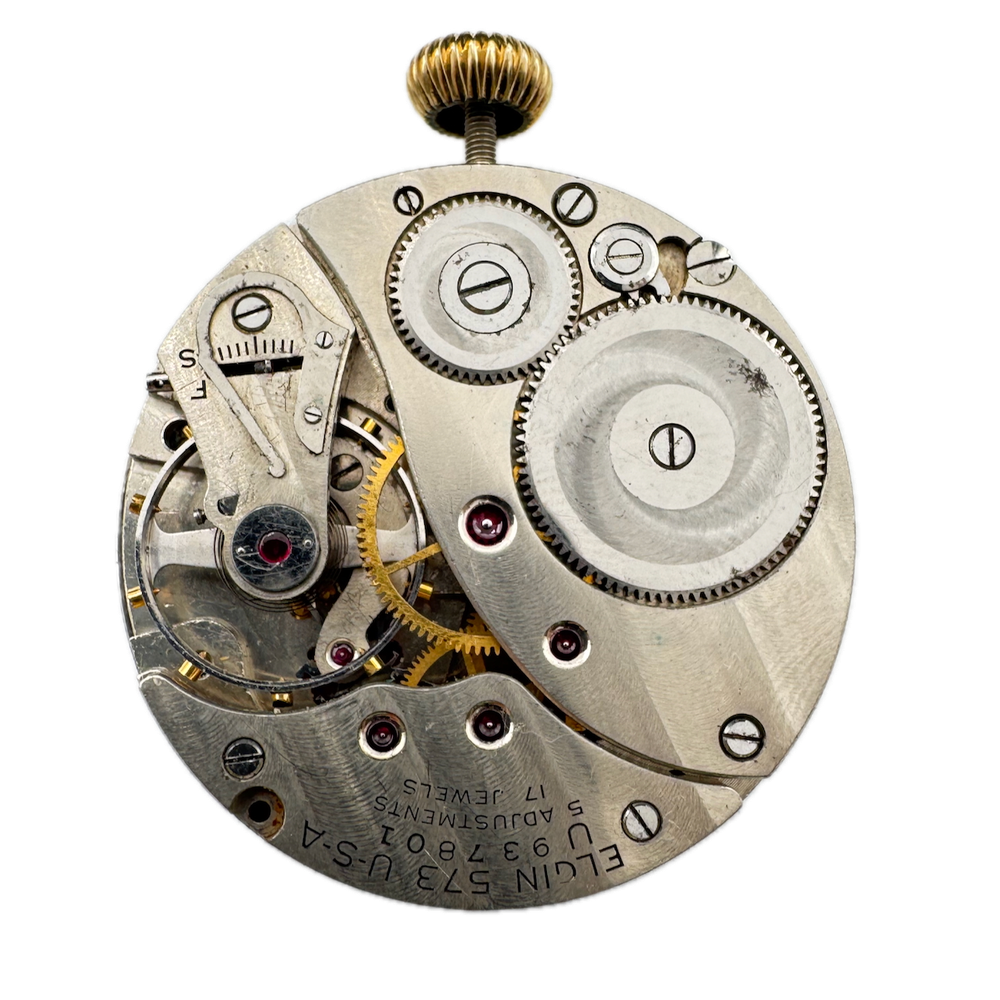 Vintage 1947 Elgin Montgomery 17J 16s Pocket Watch Movement 573 USA