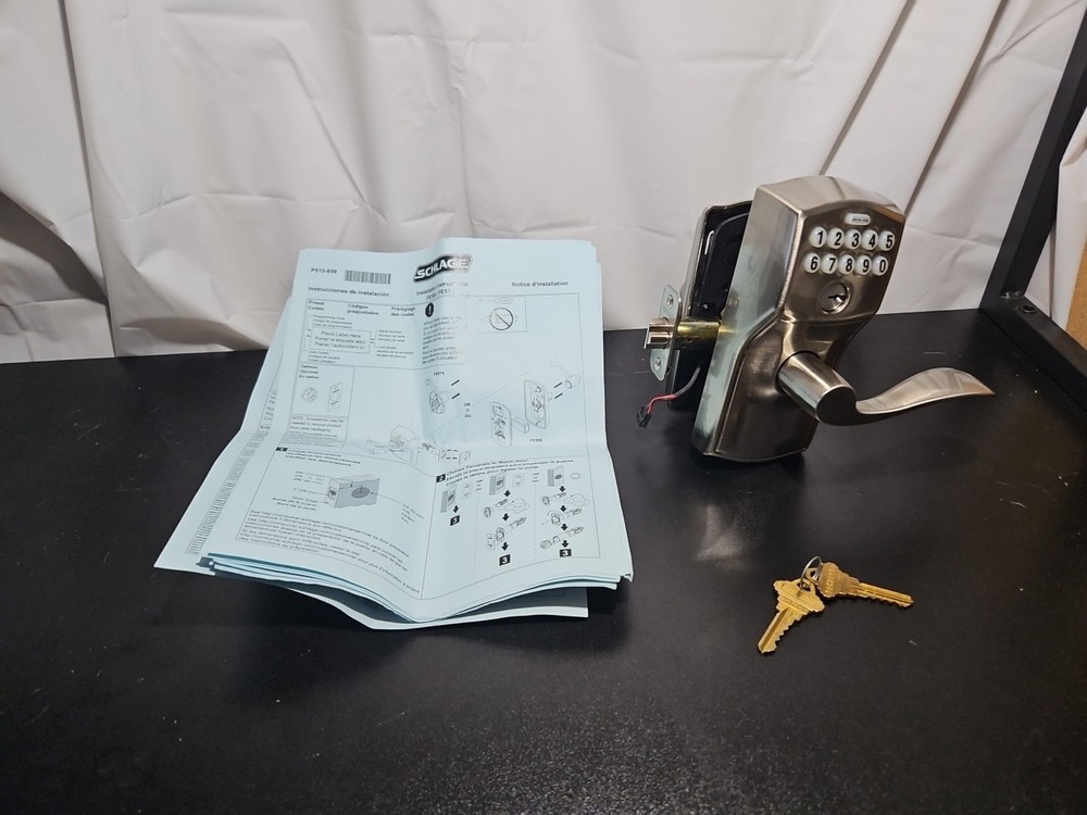 SCHLAGE FE595 V CAM 619 ACC Camelot Keypad Entry Flex Lock with Accent Lever