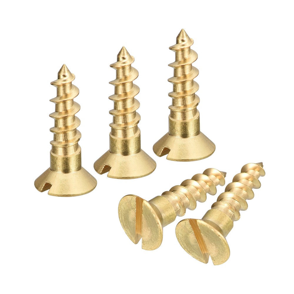 20Pcs M5 x 20mm Brass Slotted Drive Flat Head Wood Screws Self Tapping Screw