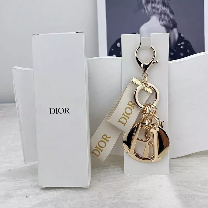 Dior 2025 VIP Gift Pink Holiday Ribbon Keychain Bag Charm Keyring
