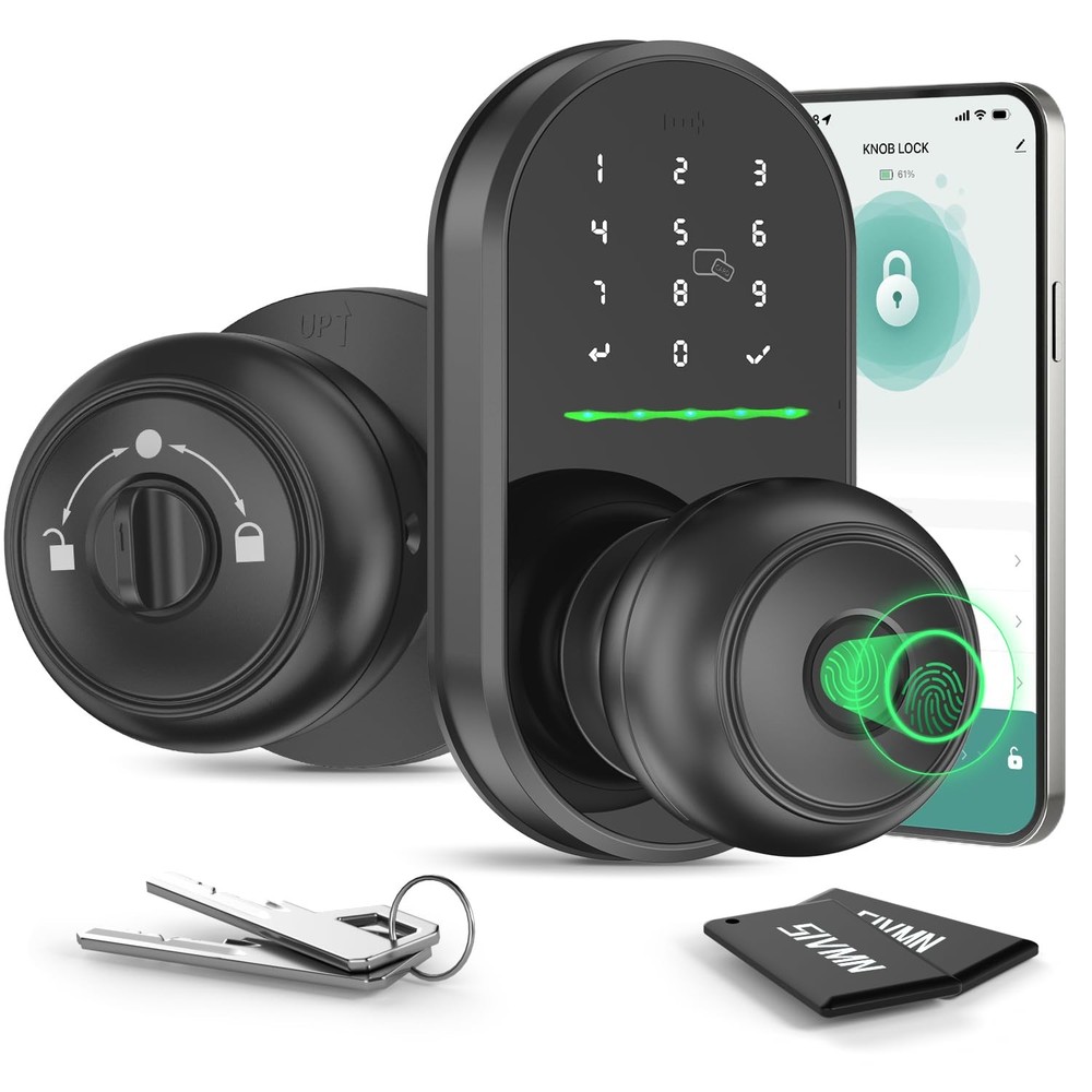 Smart Keypad Fingerprint Door Lock with Knob for Keyless Entry Security