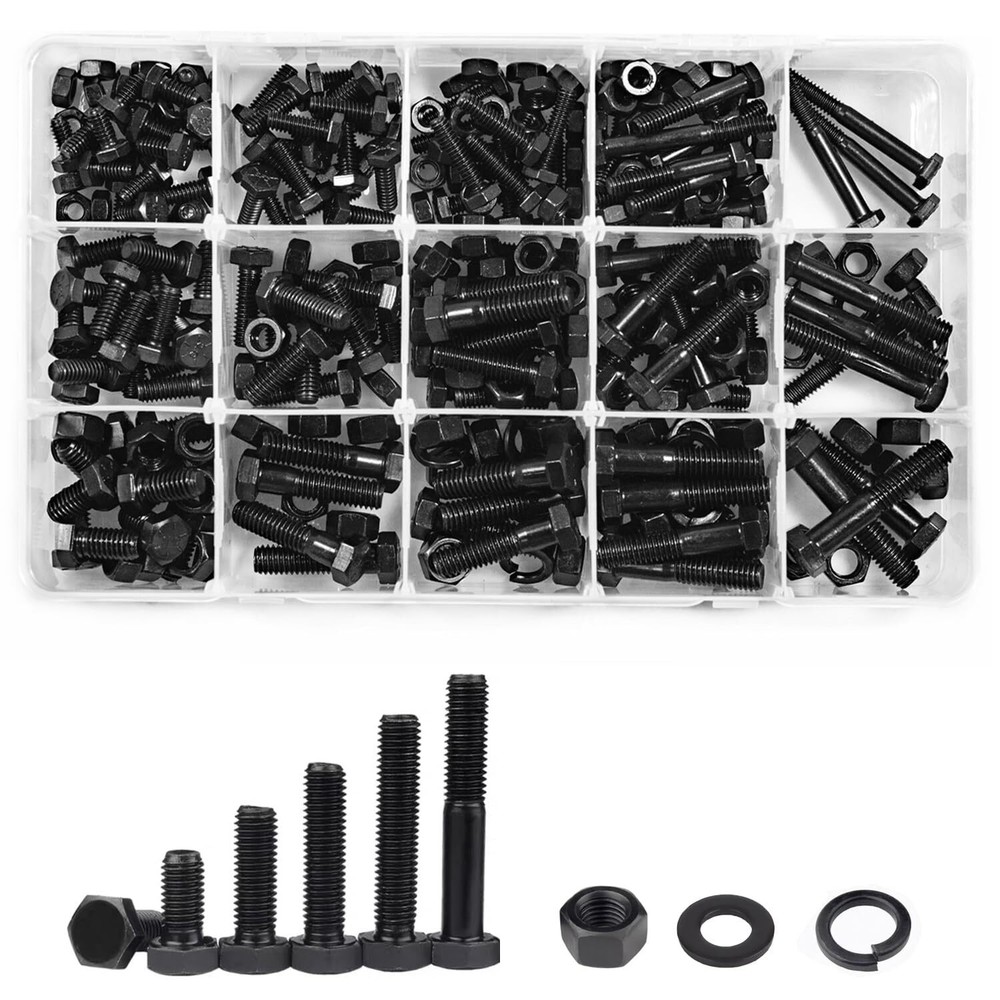 615-Piece Heavy Duty Bolt & Nut Assortment Kit - 1/4-20 5/16-18 3/8-16 UNC Threads