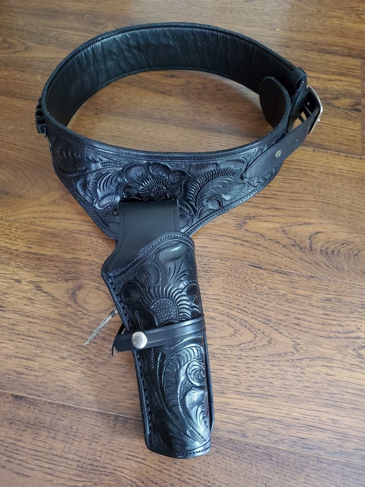 Vintage Handmade Leather Gun Holster Belt Holders Made in Mexico 34/38