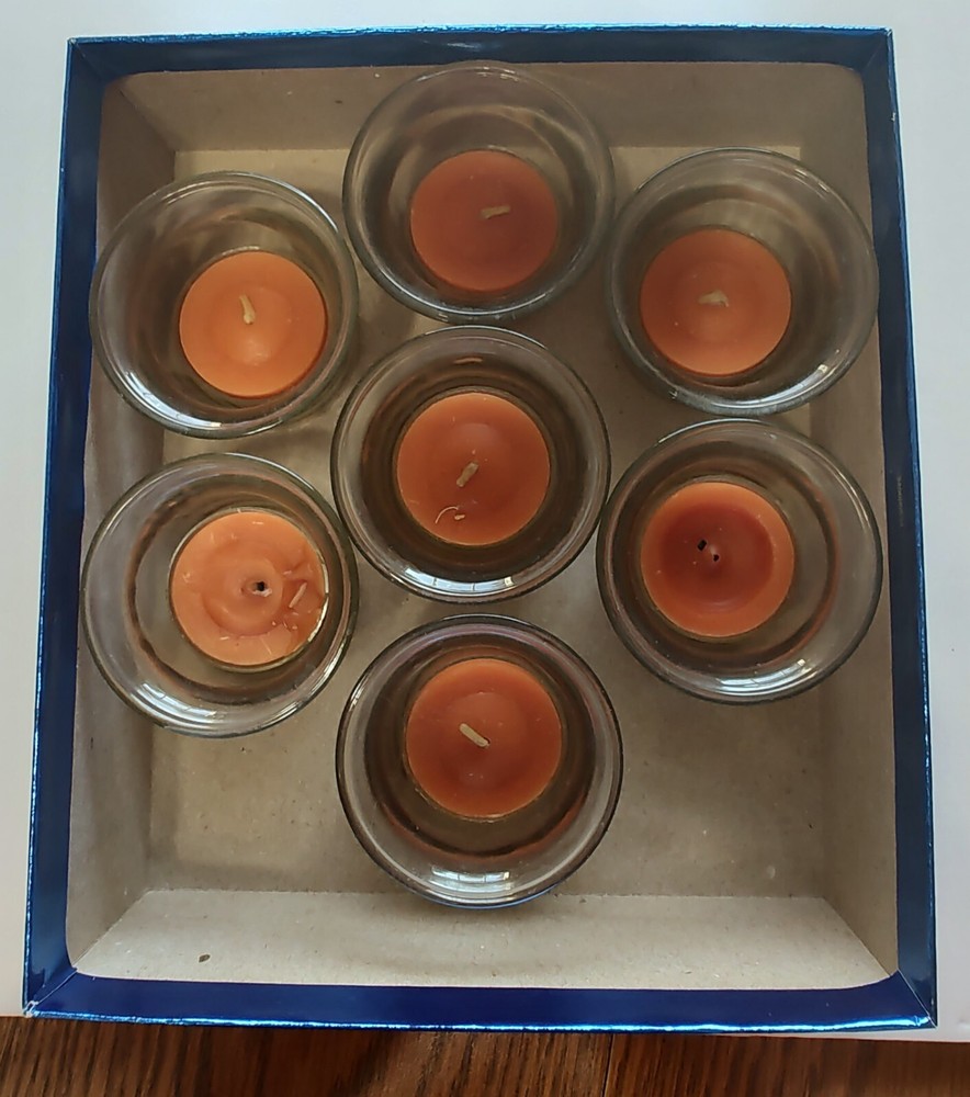 7-Piece Glass Votive Candle Set with Cinnamon Tea Lights  