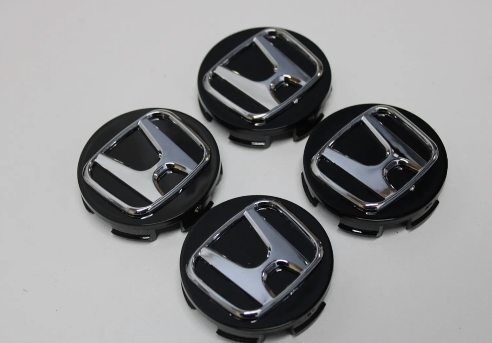 99-06 HONDA CIVIC GLOSSY BLACK Wheel Center Caps Black 58mm Rim Emblems Logo