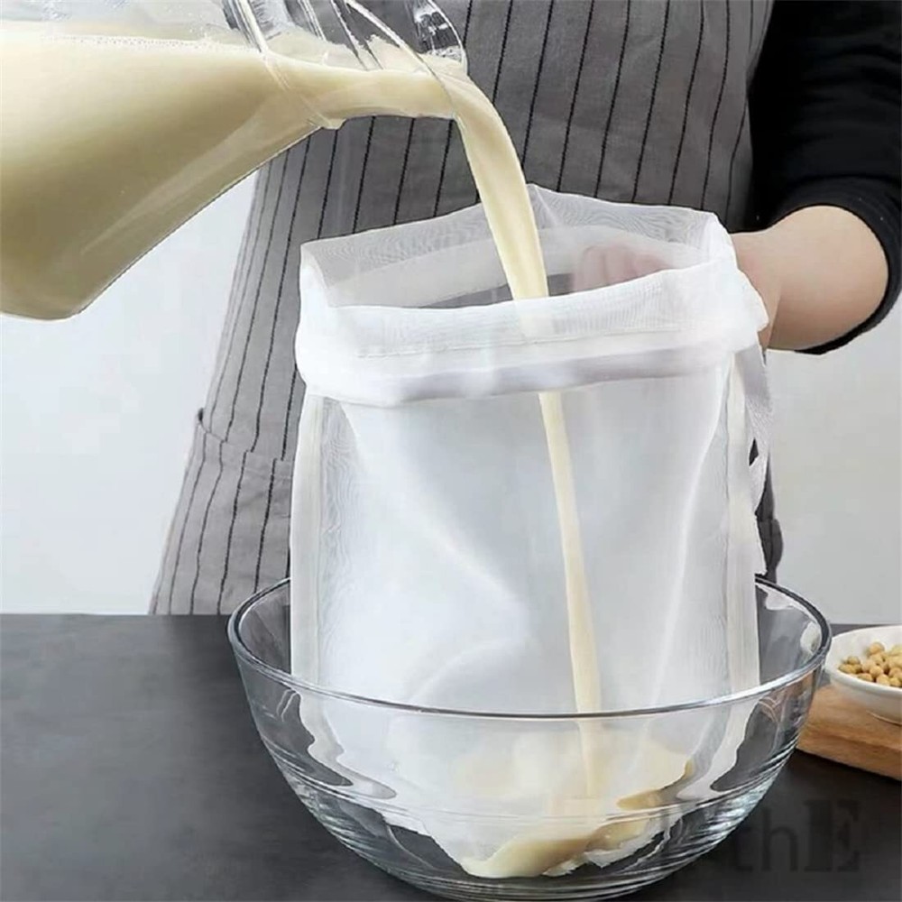 200-Micron Food-Grade Soy Milk Filter Bag, 20x30CM Fine Mesh for Smooth Results