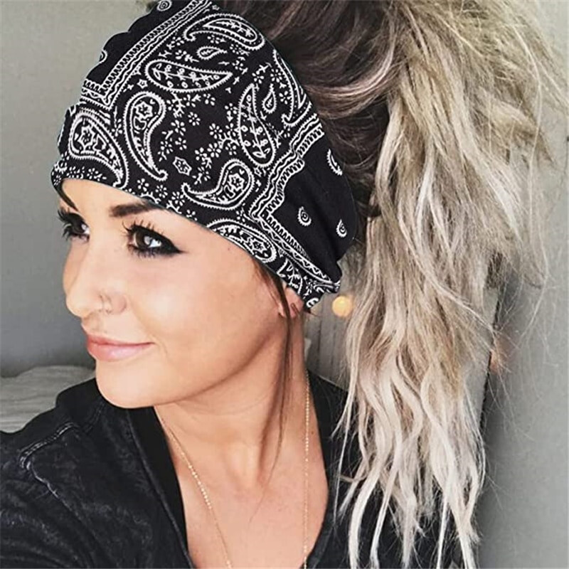 Boho Knotted Turban Headband Soft Elastic Stripe Hair Band  