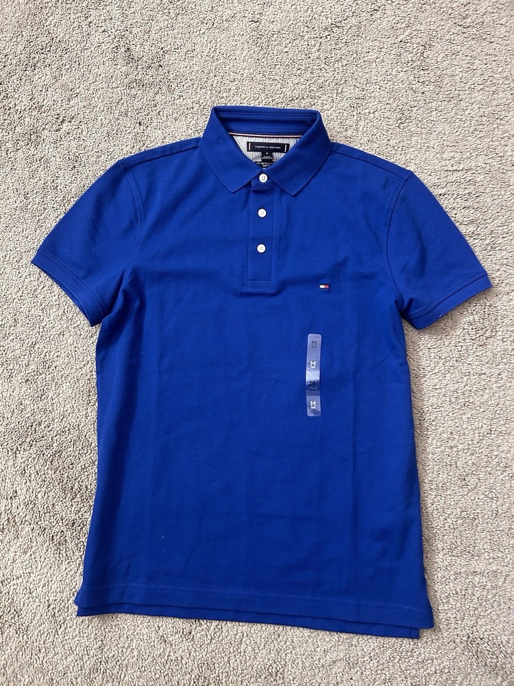 Tommy Hilfiger Men's Slim Fit Blue Polo Shirt - Size Medium
