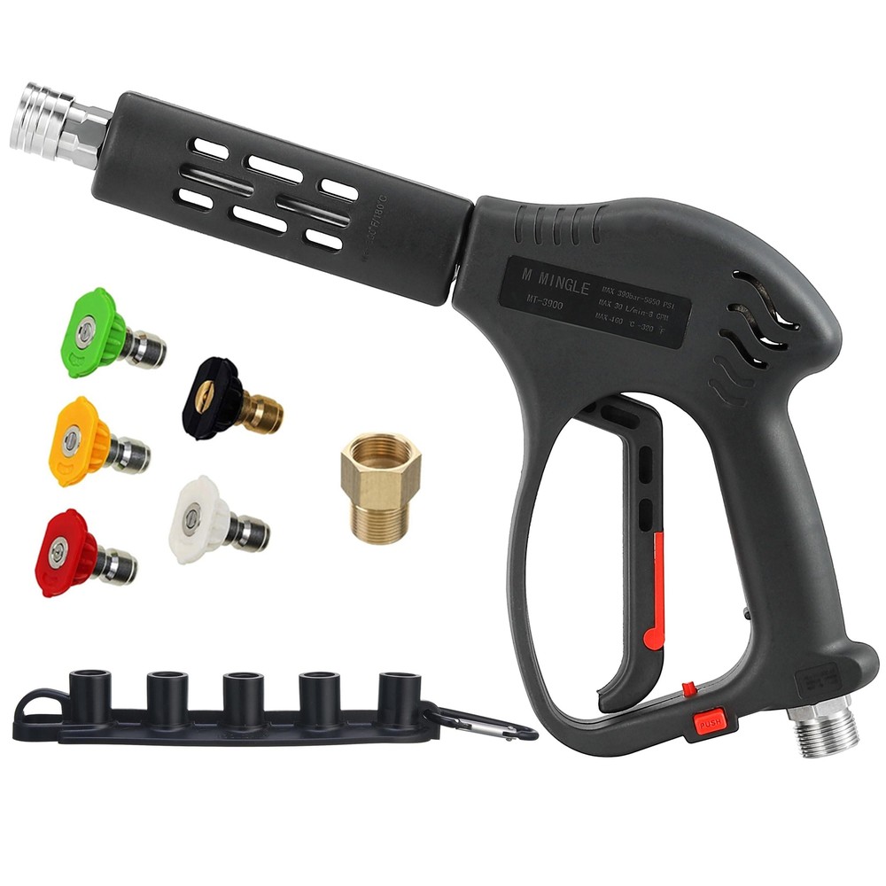 Short High Pressure Washer Gun, 5000 PSI, Replacement for Hot and Cold Water,...