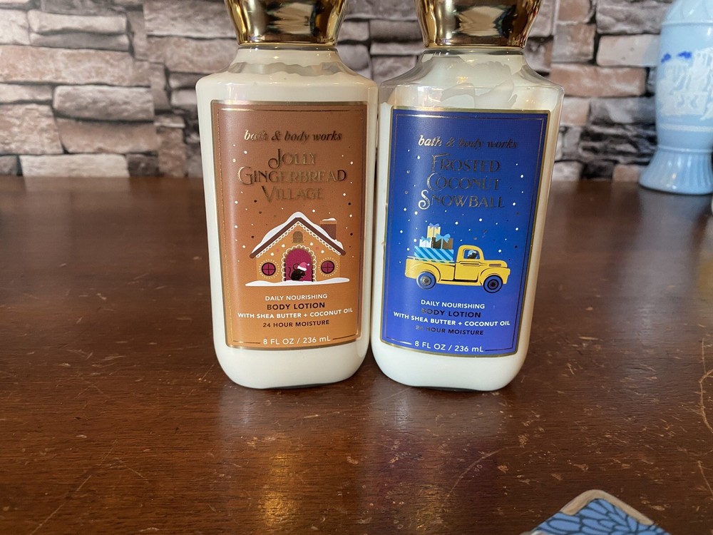 Bath And Body Works Lotions Frosted Coconut Snowball Jolly Gingerbread Village