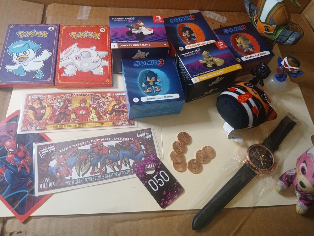 Collectible Junk Drawer Coin Lot Pokémon Cards Mario Spiderman And More
