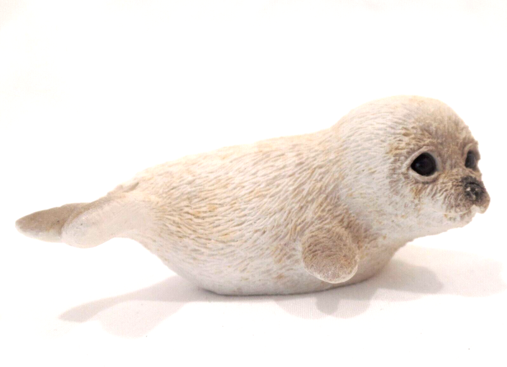 Textured Harp Seal Figurine with Black Round Eyes 3.5 Inch Sea Animal
