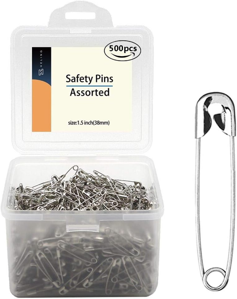 Vrupin 1.5 Inch 38mm Safety Pins Bulk Pack of 500