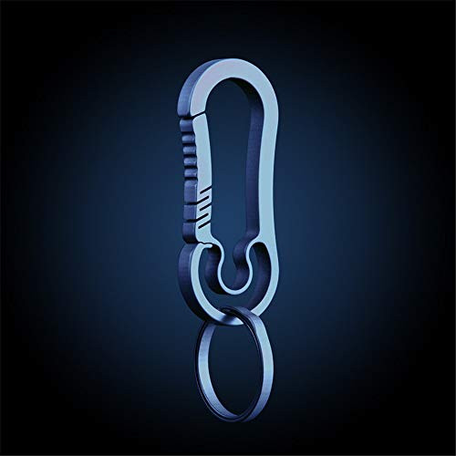 Ultralight Titanium Keychain Carabiner with CNC Blue Design