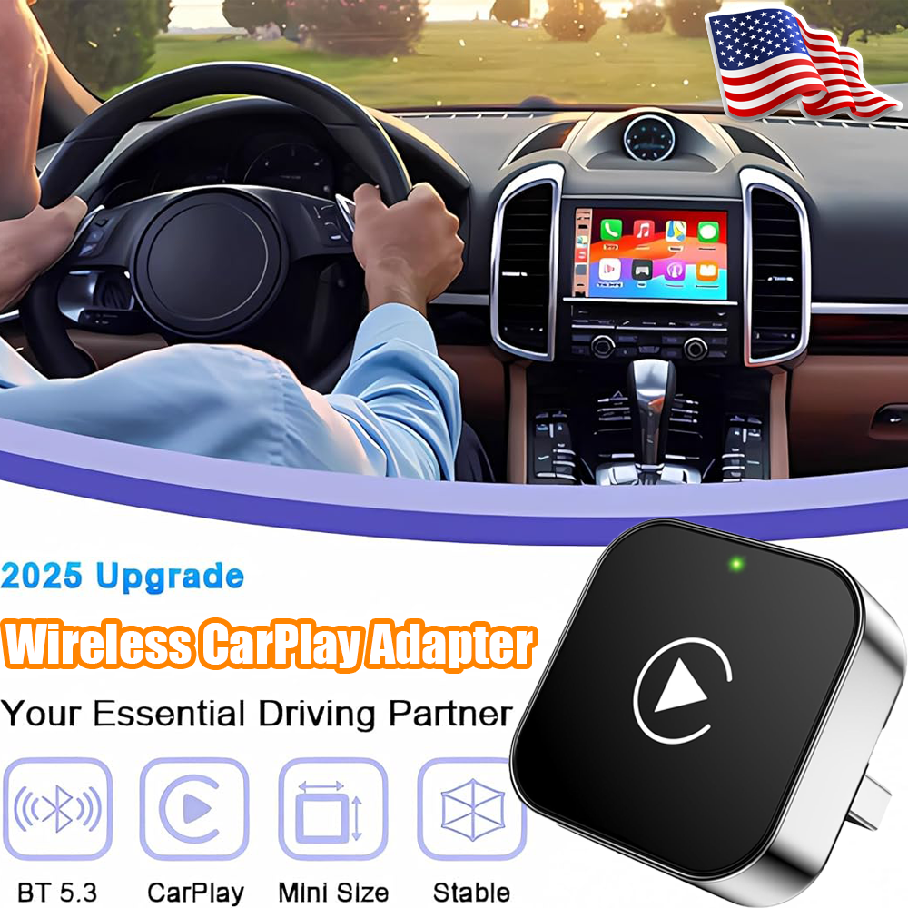 2-in-1 Wired to Wireless CarPlay and Android Auto Adapter Plug and Play USA