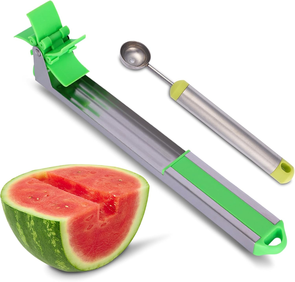 Stainless Steel 2-Pc Windmill Watermelon Cutter & Melon Baller Set  