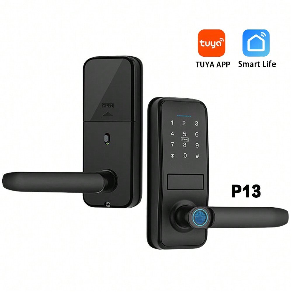 Smart Keyless Entry Fingerprint Door Lock With Handle  