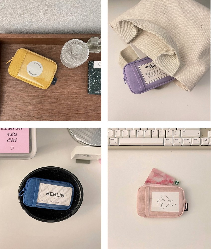 Credit Card Holder Photo Holder Mini Clear Pocket Wallet Pouch bag - KOREA MADE-image