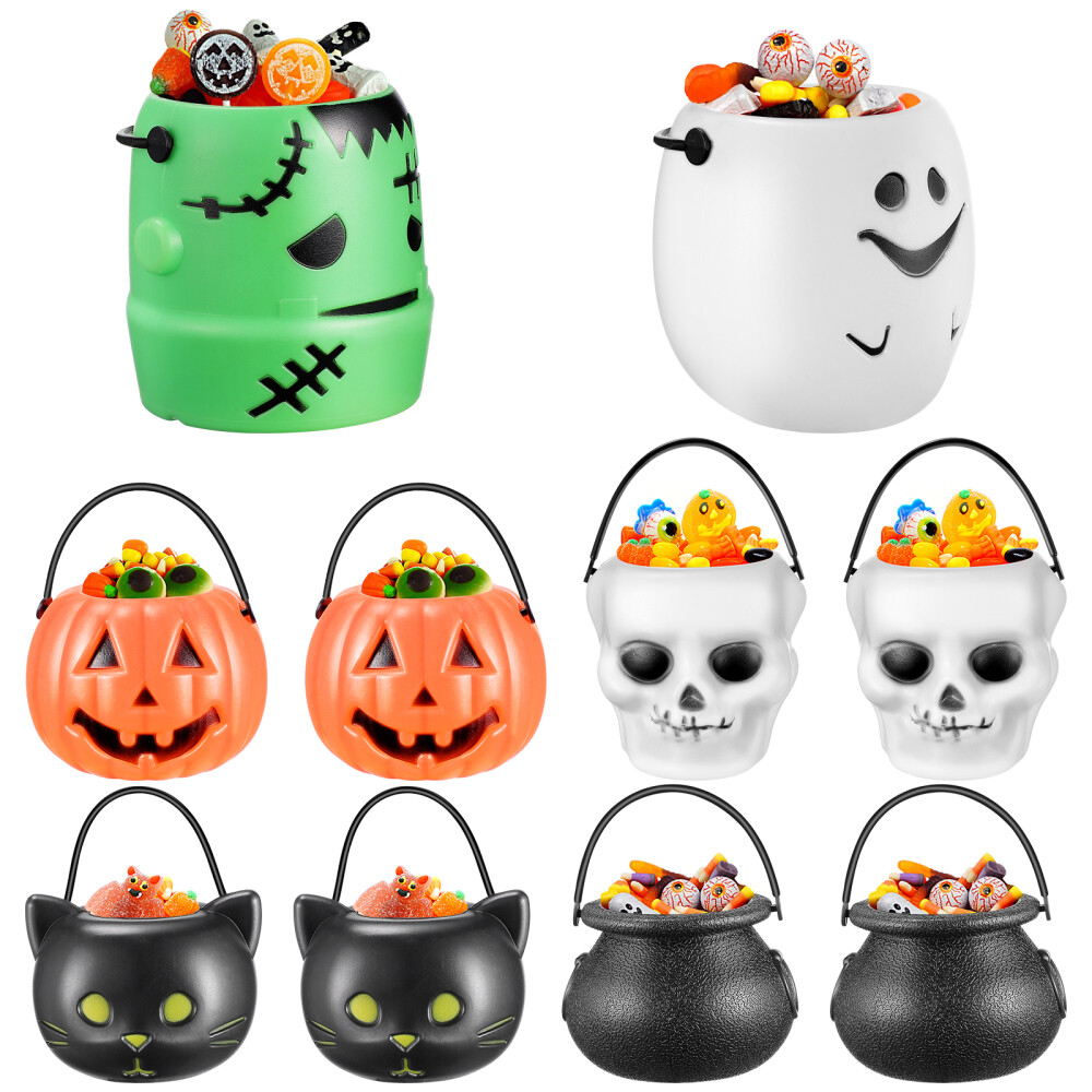 12PCS Halloween Candy Holders - Pumpkin & Ghost Themed Treat Pots for Trick or Treating