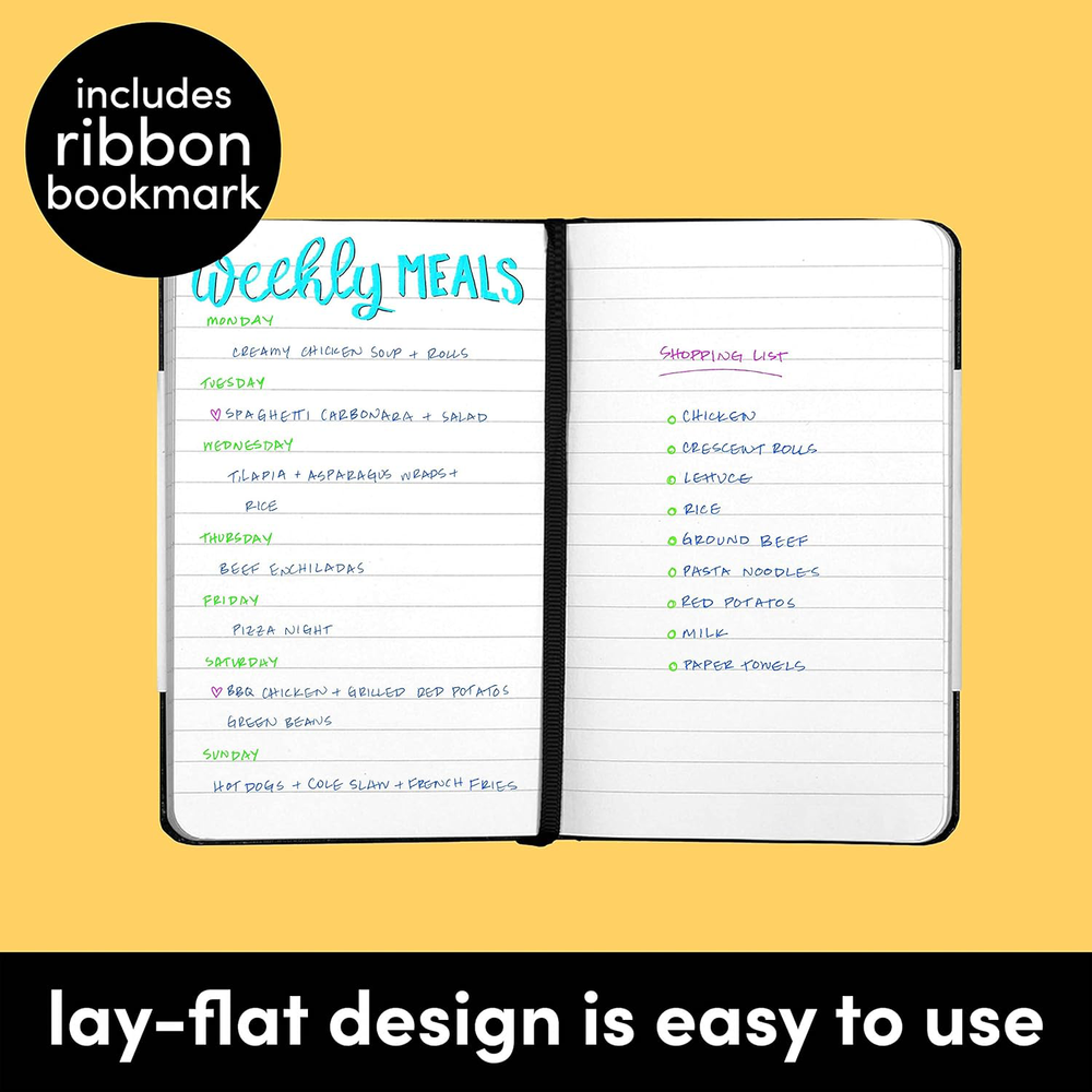 Compact 2-Pack Black Lined Pocket Journal - 3.6x5.6 Inches, 160 Pages Each