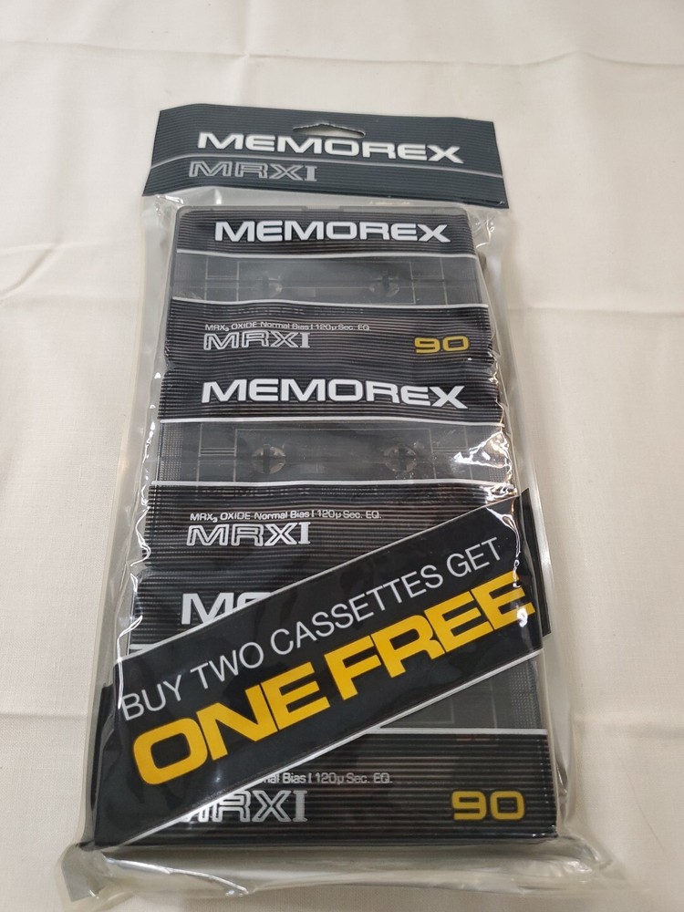 1980s MEMOREX MRX I MRXI 90 BLANK PREMIUM CASSETTE 3 PACK NOS VTG SEALED RARE