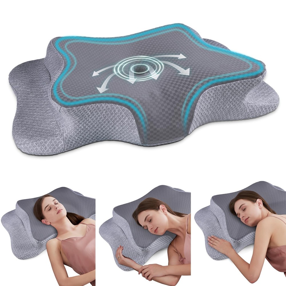 Cervical Neck Pillow for Pain Relief Sleeping with Contour Memory Foam Support