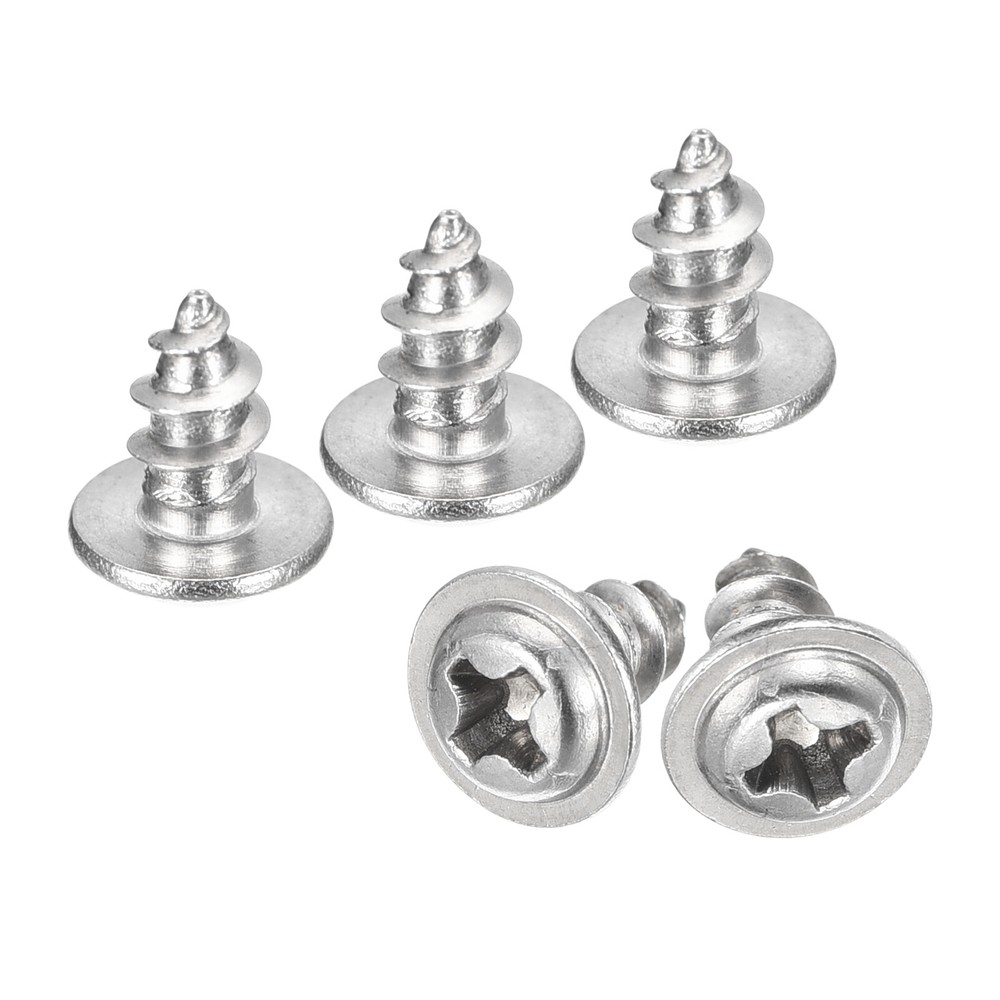 ST4x6x8mm Phillips Pan Head Self-tapping Screw with Washer, 100pcs (Silver)
