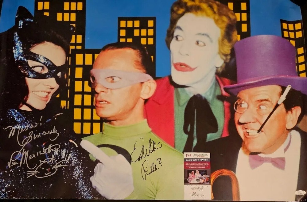 1966 Batman Movie Signed Poster - Lee Meriwether & Frank Gorshin - JSA COA Certified