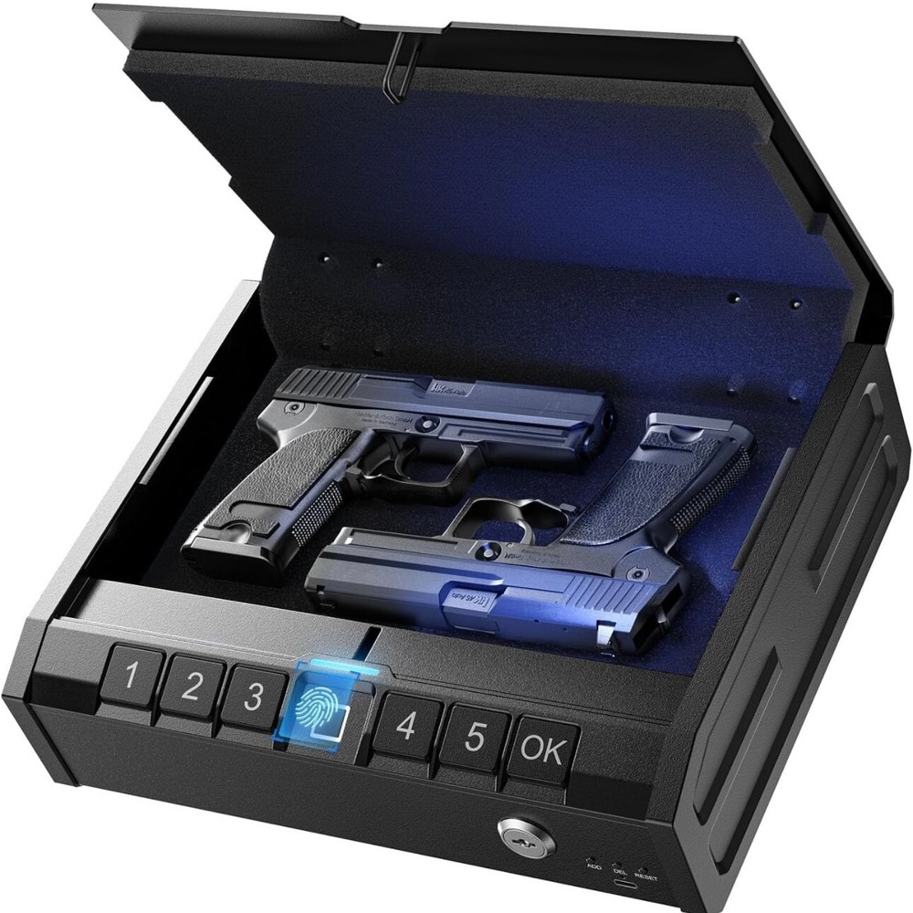 Biometric Gun Safe for Pistols,Handgun, Quick-Access Firearm Safety Device with-image