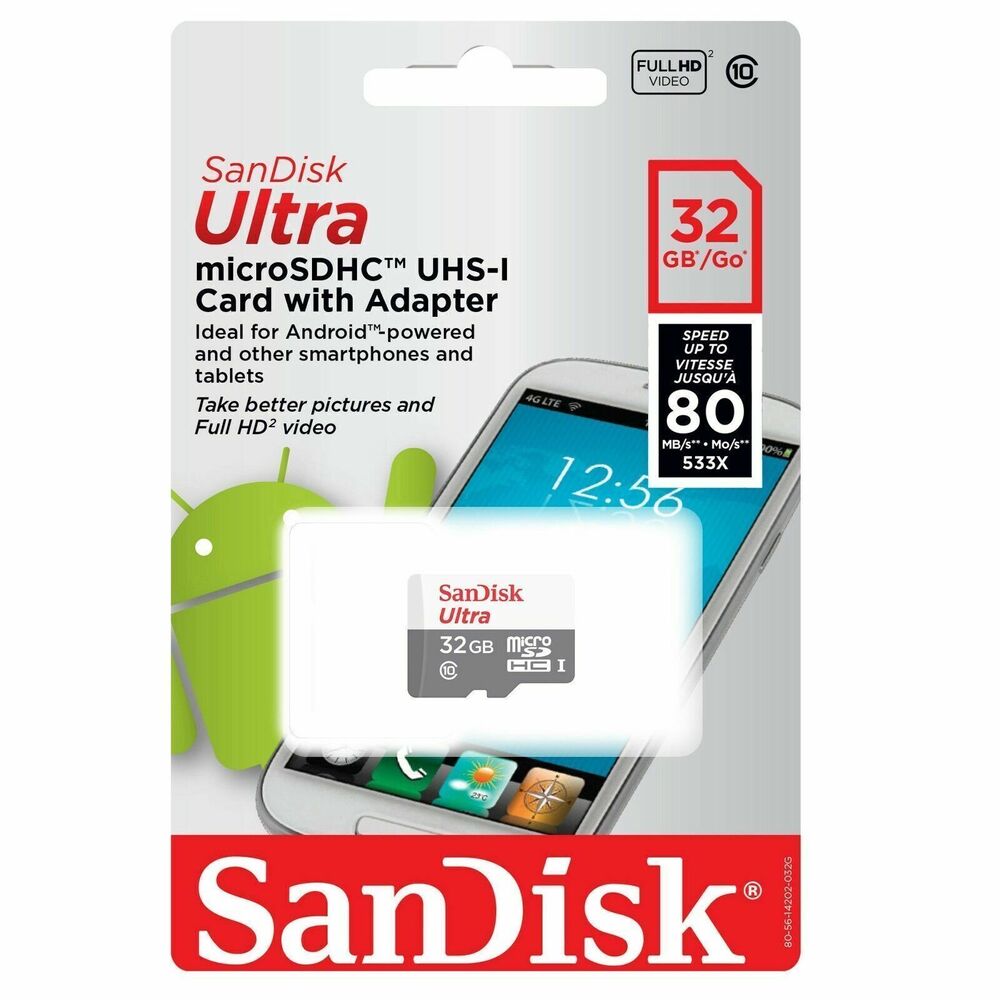 SanDisk 32GB Mobile Ultra Micro SD HC Class 10 Memory Card 32G Micro SDHC 80MB/s