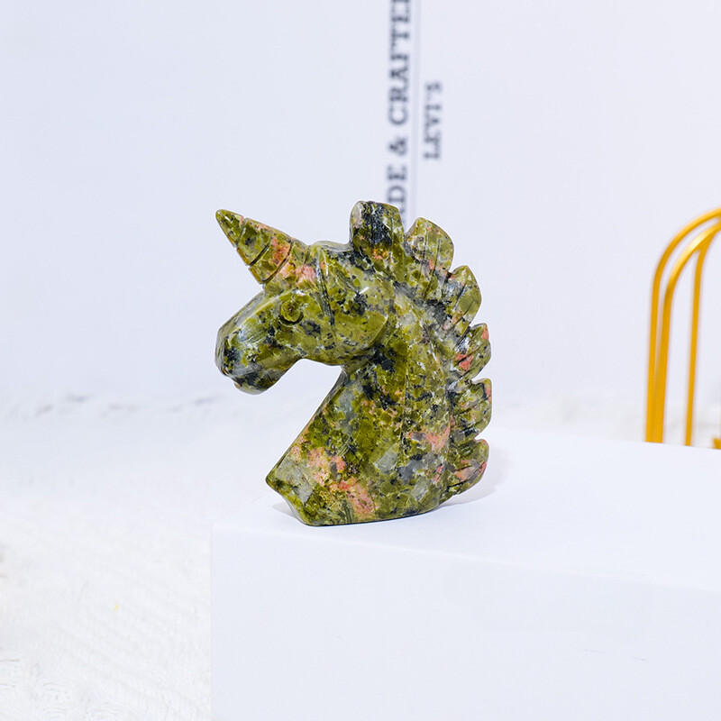 50 g Crisocola Unicornio Cuarzo Natural Cristal Tallado a Mano Estatua Energía Curativa