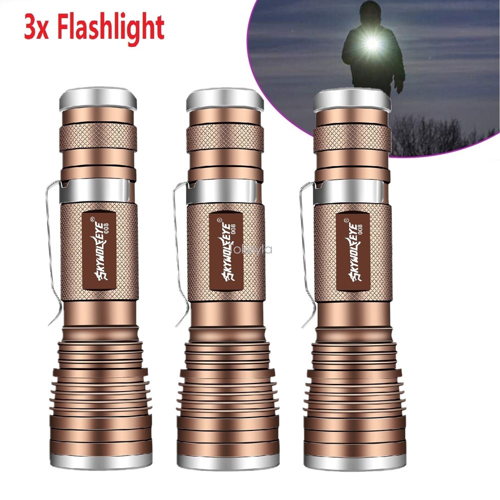 3 Pack 990000LM Super Bright Mini LED Flashlight Portable Flashlights 3 Modes