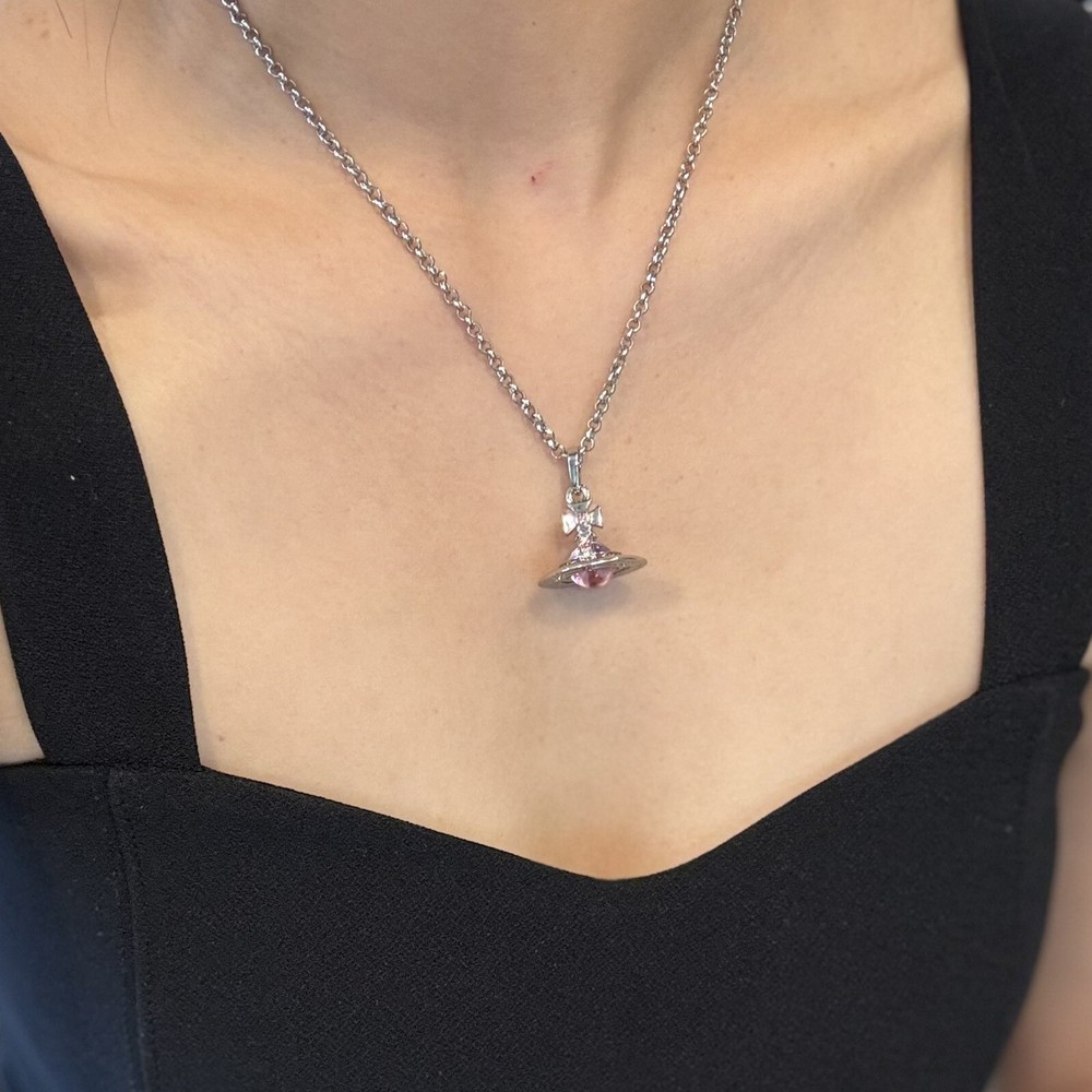 New~  Vivienne Westwood nana Small Pink Orb Pendant Necklace With Box