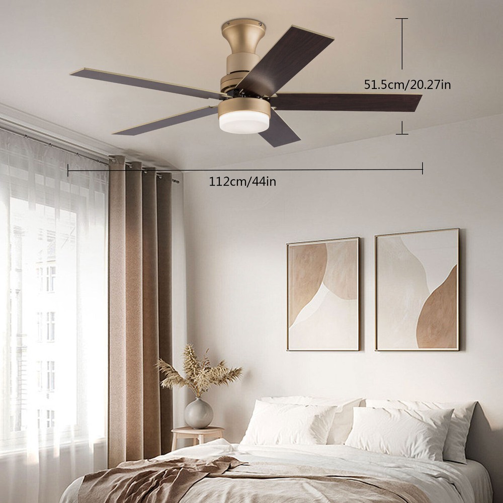 44-Inch Retractable LED Ceiling Fan with Remote 3 Light Modes Silent Blades