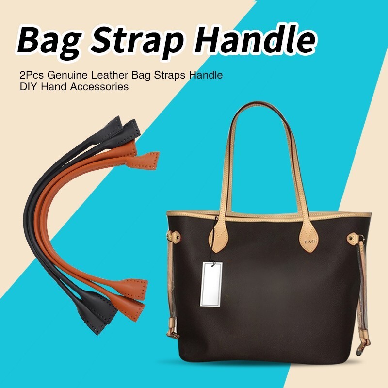 2Pcs Genuine Leather Bag Straps Handle for  Hand Accessories Thread