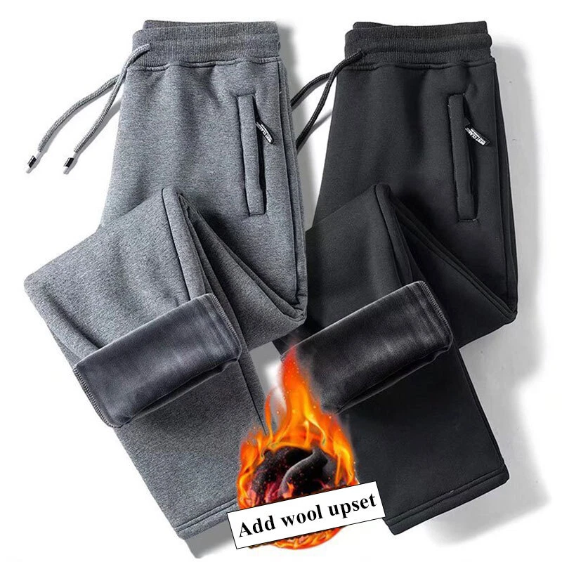 Mens Thermal Fleece Lined Elasticated Sport Joggers Winter Thick Trousers Pants