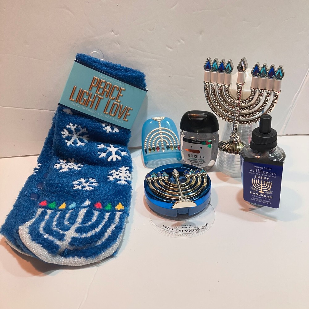 Bath & Body Works Hanukkah Socks Wallflower Scentportable Pocketbac 7pc Gift Set