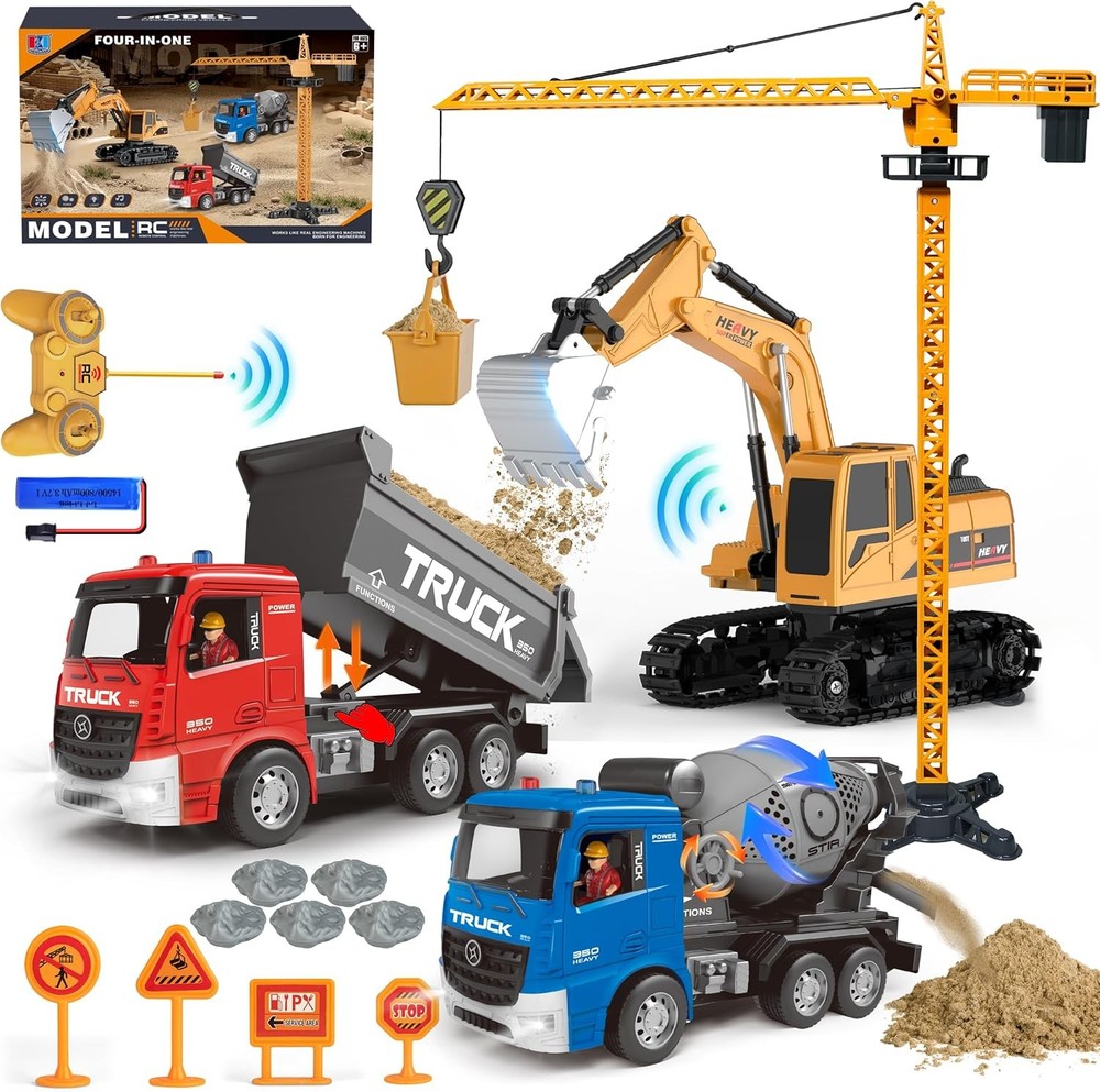 4-in-1 Rechargeable Remote Control Construction Toy Set for Kids