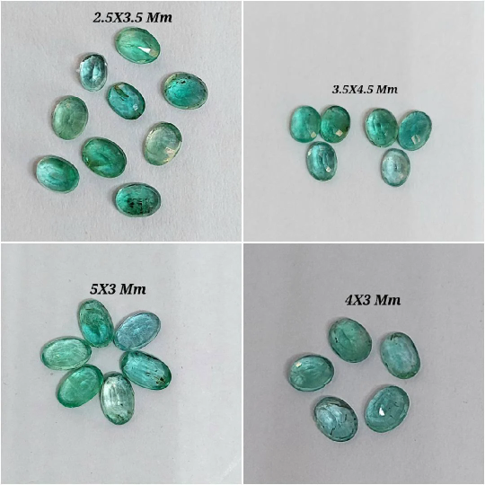 2Pcs Natural Emerald Faceted Oval Cut Gemstone