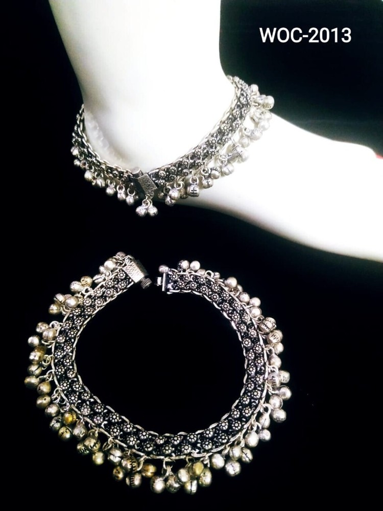 Oxidized Payal Indian Anklets Silver Bollywood Jewelry Anklet Women Plated-image